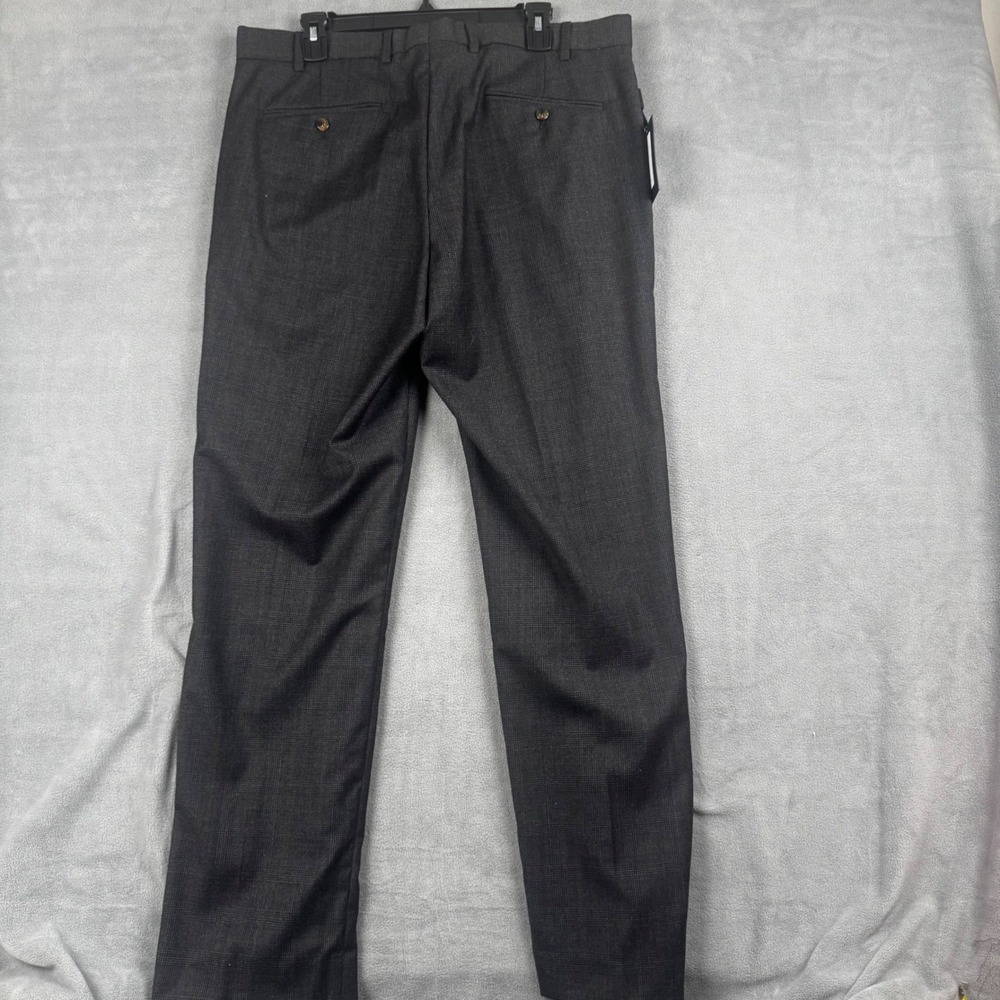 Hart Schaffner Marx Mens 36x32 Straight Flat Front Glen Plaid Dress Pants Grey - Picture 7 of 9